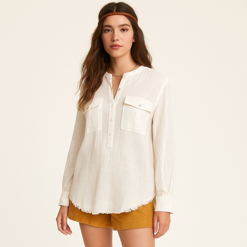 Free People Ivory Keyhole Tunic Blouse – Size M